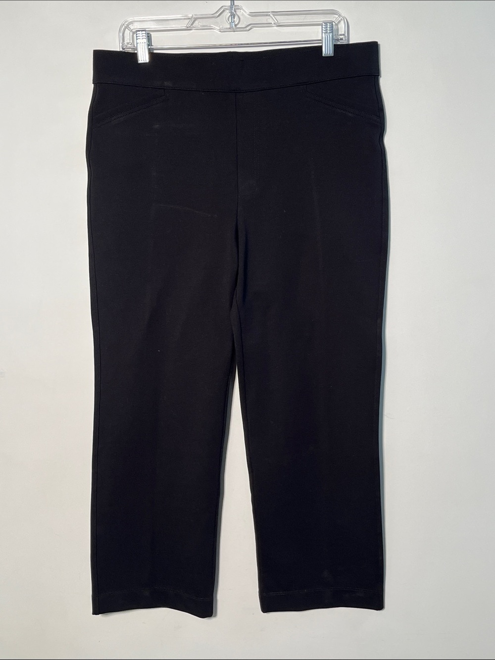 NYDJ Sculpt-Her Lift/Tuck Career Travel Pull-On Slit Hem Black Stretch Pant SZ L